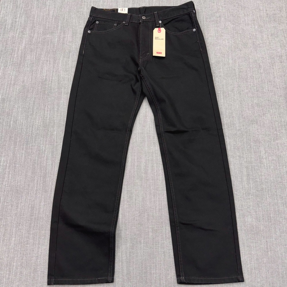 Levis 505 Regular Fit Jeans Mens 33x30 Black Straight Leg Denim 00505-0260 NWT